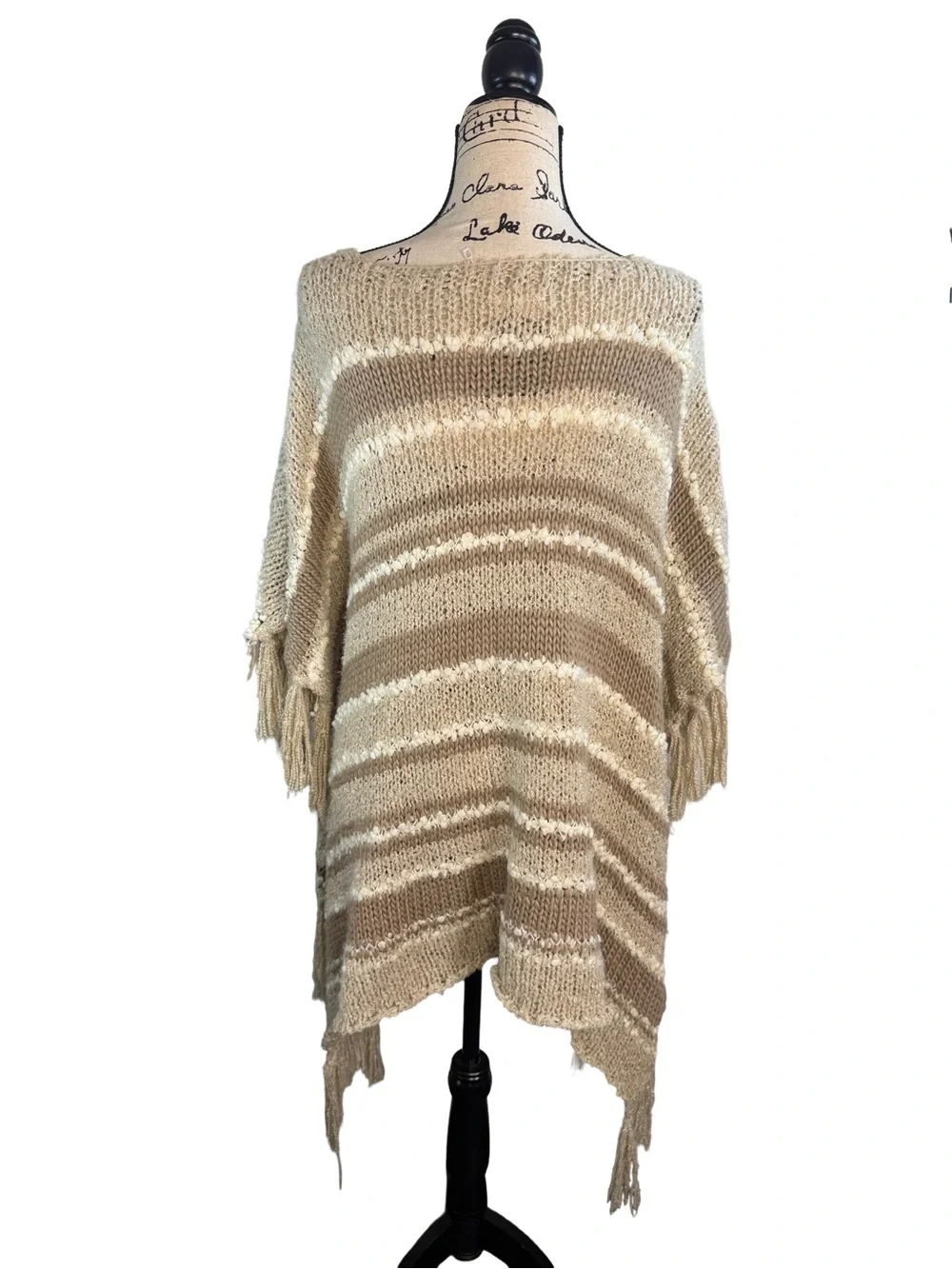 Free People Big Dipper Fringed Poncho Sweater